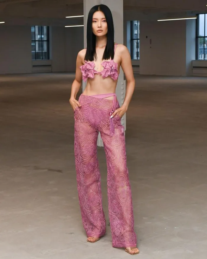 Women Matching Sets PatBO Wide Leg Lace Pants Orchid