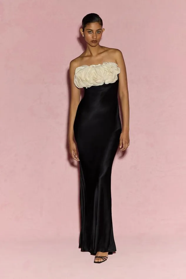 Women Maxi Dresses Rachel Gilbert Fiorella Gown BlackIvory Women Maxi Dresses Rachel Gilbert Fiorella Gown BlackIvory