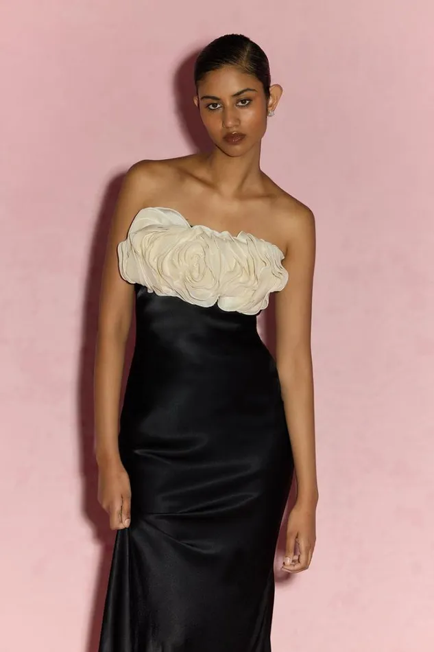 Women Maxi Dresses Rachel Gilbert Fiorella Gown BlackIvory Women Maxi Dresses Rachel Gilbert Fiorella Gown BlackIvory