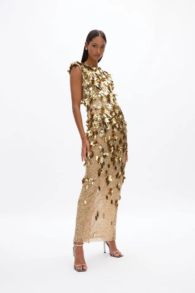 Women Maxi Dresses Rachel Gilbert Hugo Gown Gold