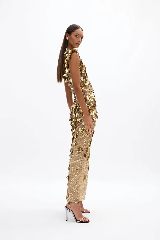 Women Maxi Dresses Rachel Gilbert Hugo Gown Gold