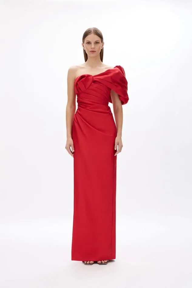 Women Maxi Dresses Rachel Gilbert Marlo Gown In Cherry