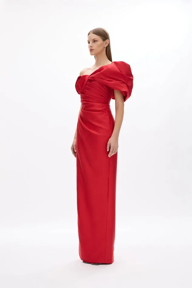 Women Maxi Dresses Rachel Gilbert Marlo Gown In Cherry