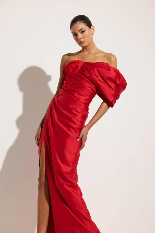Women Maxi Dresses Rachel Gilbert Marlo Gown In Cherry