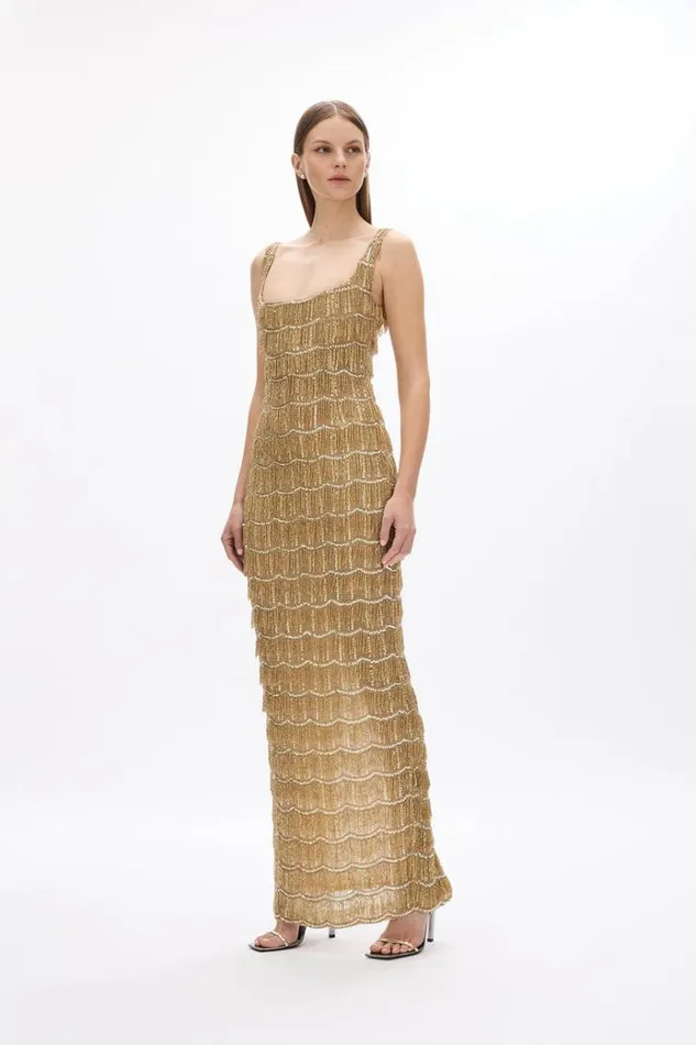 Women Maxi Dresses Rachel Gilbert Sadie Gown In Gold