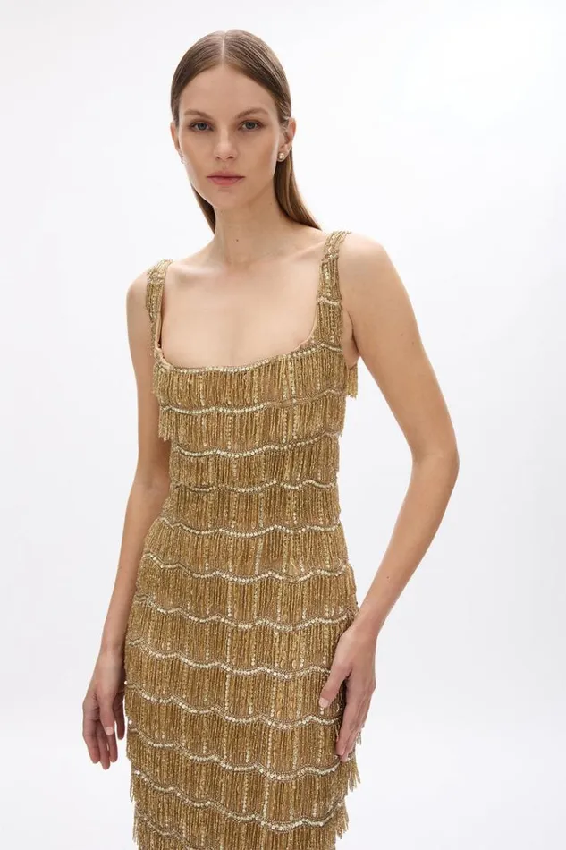 Women Maxi Dresses Rachel Gilbert Sadie Gown In Gold