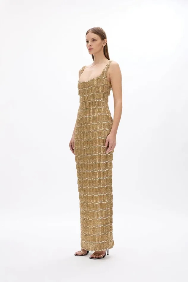Women Maxi Dresses Rachel Gilbert Sadie Gown In Gold