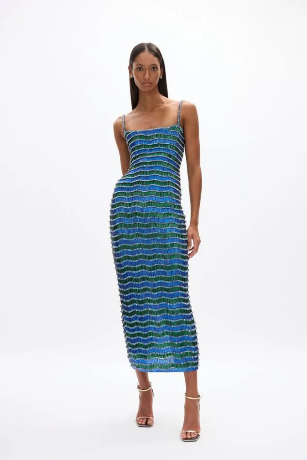 Women Maxi Dresses Rachel Gilbert Zeph Gown BlueGreen