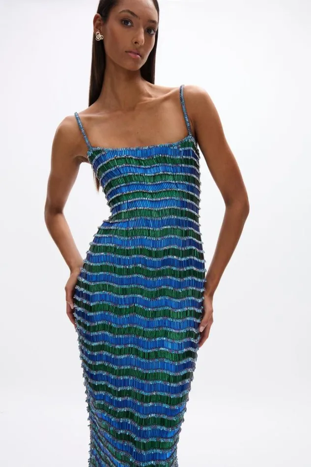 Women Maxi Dresses Rachel Gilbert Zeph Gown BlueGreen Women Maxi Dresses Rachel Gilbert Zeph Gown BlueGreen