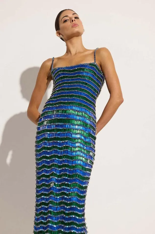 Women Maxi Dresses Rachel Gilbert Zeph Gown BlueGreen Women Maxi Dresses Rachel Gilbert Zeph Gown BlueGreen