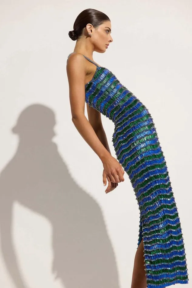 Women Maxi Dresses Rachel Gilbert Zeph Gown BlueGreen Women Maxi Dresses Rachel Gilbert Zeph Gown BlueGreen