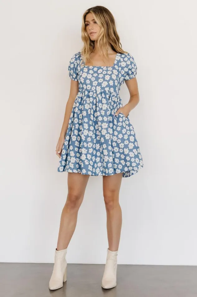 Women McKell Mini Dress Chambray Floral Baltic Born Short Dresses Women McKell Mini Dress Chambray Floral Baltic Born Short Dresses