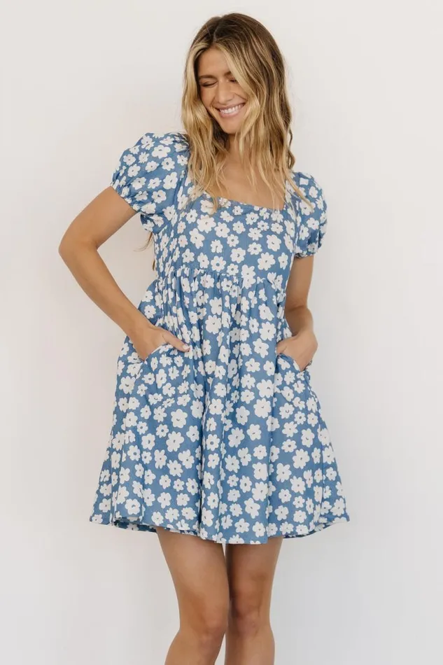 Women McKell Mini Dress Chambray Floral Baltic Born Short Dresses Women McKell Mini Dress Chambray Floral Baltic Born Short Dresses