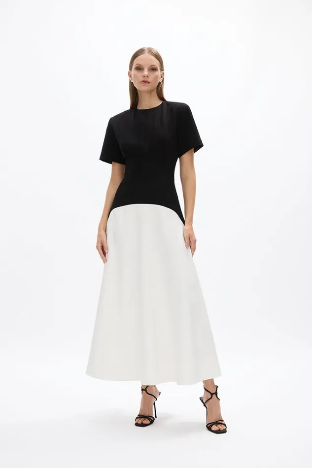 Women Midi Dresses Rachel Gilbert Dover Dress BlackWhite