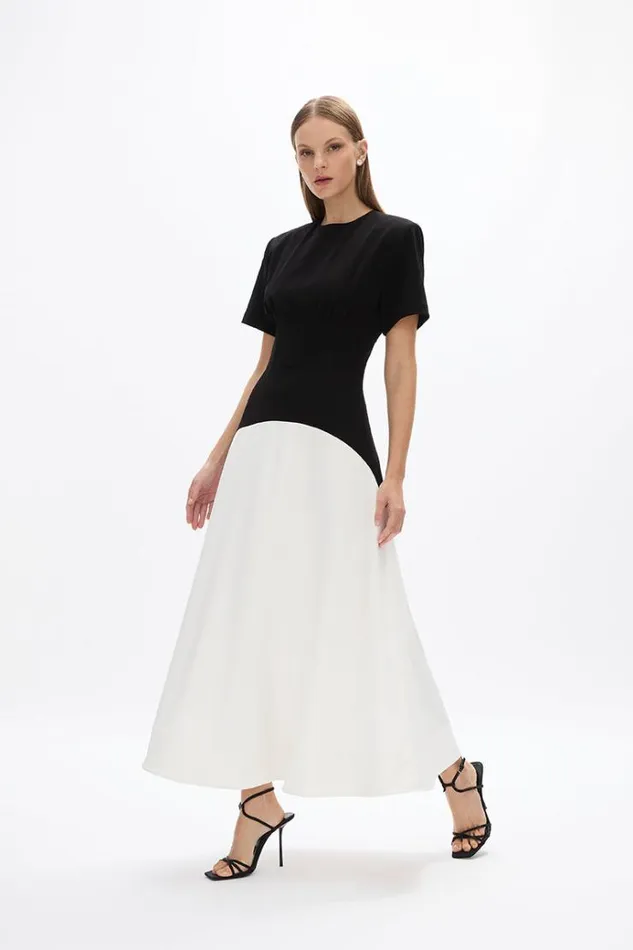 Women Midi Dresses Rachel Gilbert Dover Dress BlackWhite