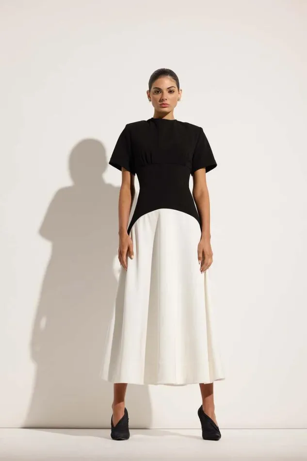 Women Midi Dresses Rachel Gilbert Dover Dress BlackWhite