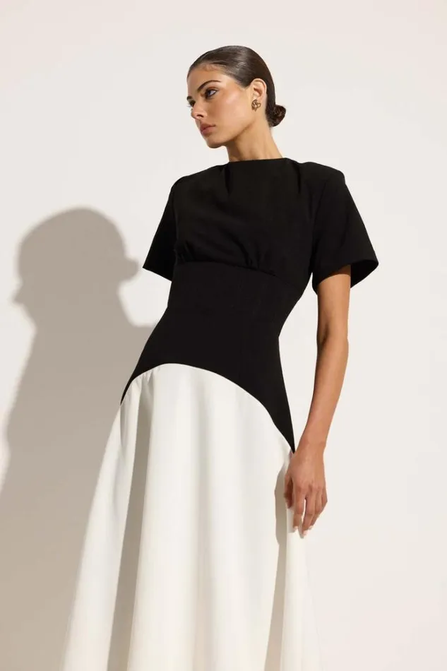 Women Midi Dresses Rachel Gilbert Dover Dress BlackWhite