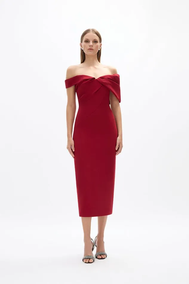 Women Midi Dresses Rachel Gilbert Mattie Dress WIne