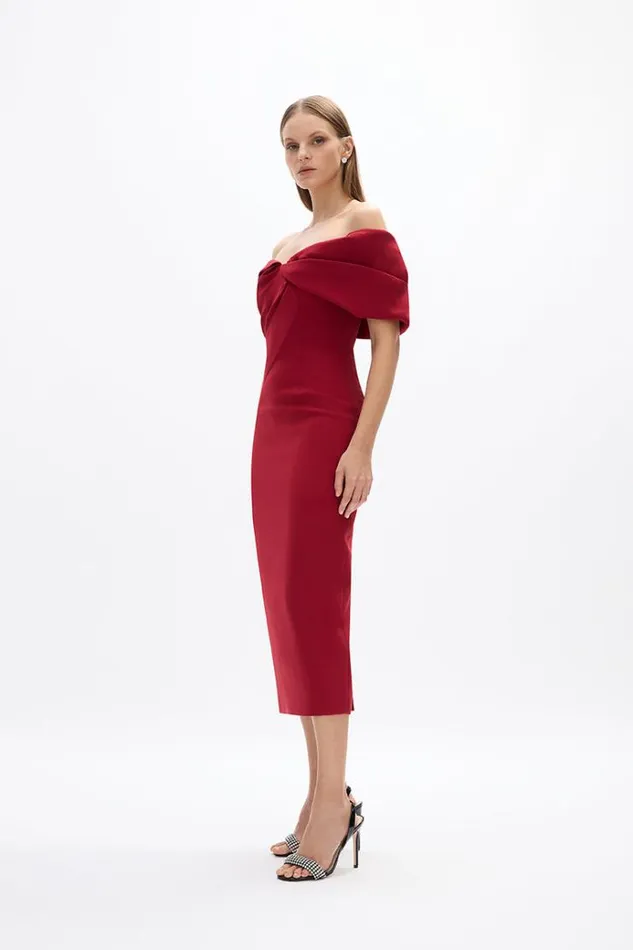 Women Midi Dresses Rachel Gilbert Mattie Dress WIne