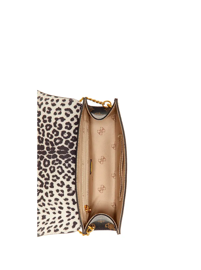Women Mini Bags GUESS Pink Leopard Zira Mini Crossbody Bag