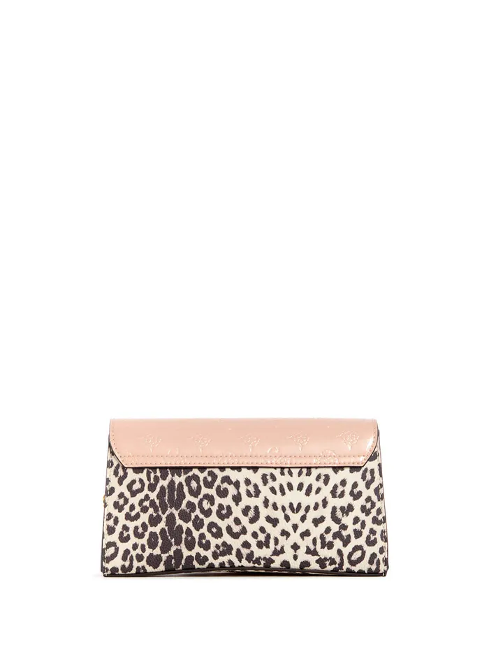 Women Mini Bags GUESS Pink Leopard Zira Mini Crossbody Bag