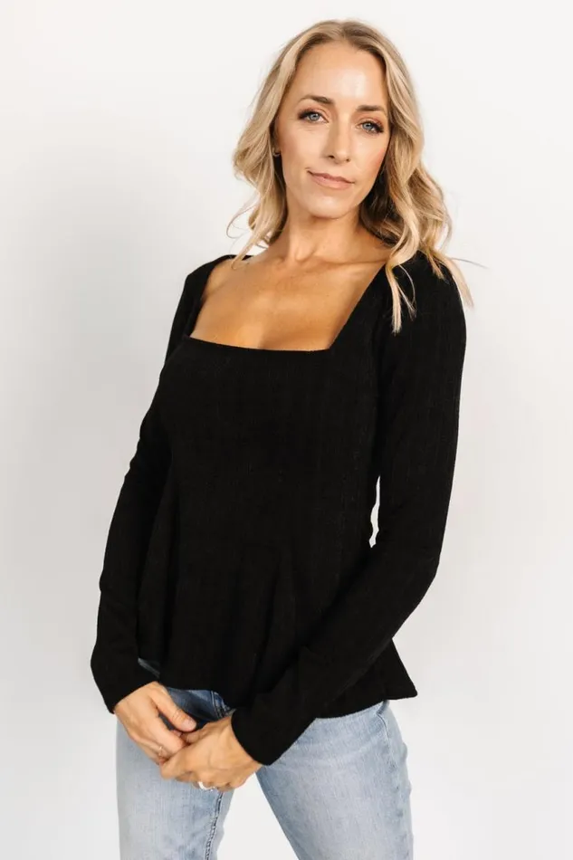 Women Murphy Square Neck Top Black Baltic Born Blouses and Shirts