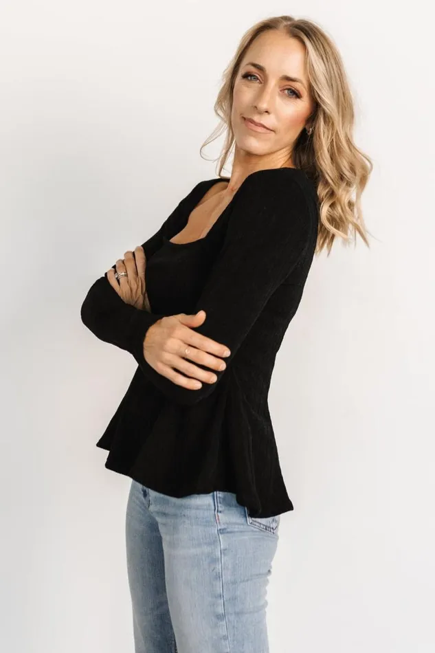 Women Murphy Square Neck Top Black Baltic Born Blouses and Shirts