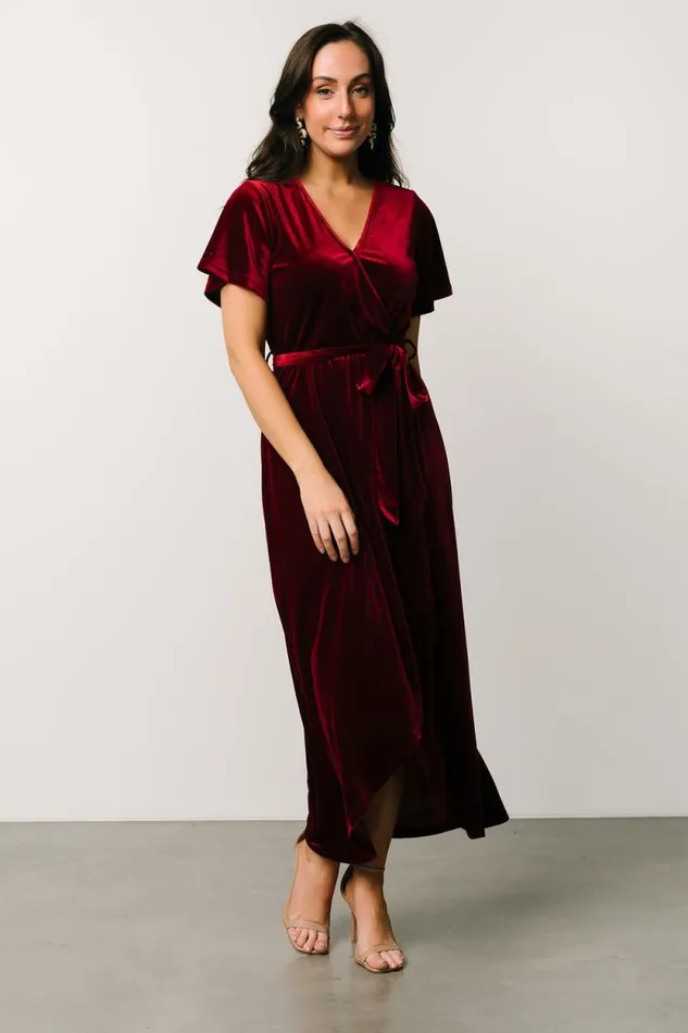 Women Nadine Velvet Midi Dress Merlot Baltic Born Midi Dresses