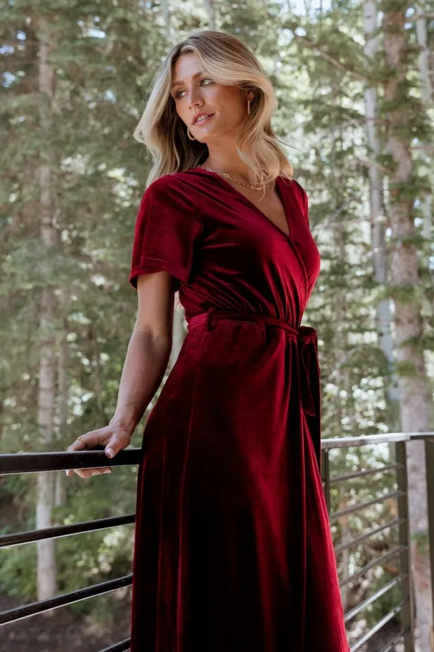 Women Nadine Velvet Midi Dress Merlot Baltic Born Midi Dresses