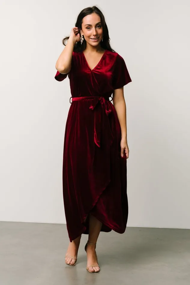 Women Nadine Velvet Midi Dress Merlot Baltic Born Midi Dresses