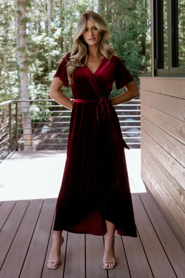 Women Nadine Velvet Midi Dress Merlot Baltic Born Midi Dresses