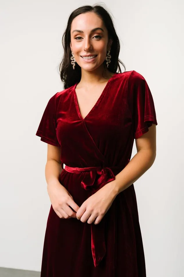 Women Nadine Velvet Midi Dress Merlot Baltic Born Midi Dresses