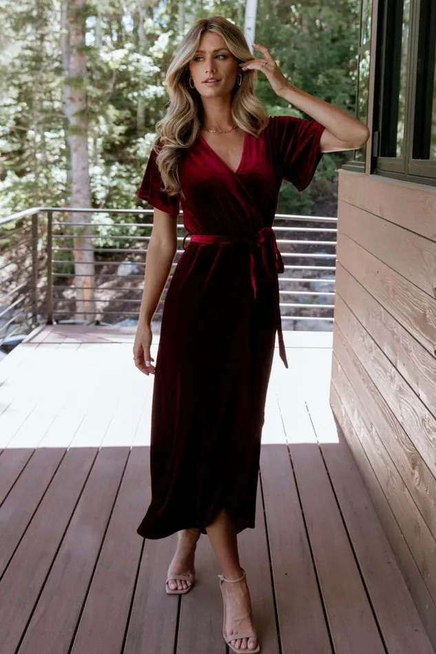 Women Nadine Velvet Midi Dress Merlot Baltic Born Midi Dresses