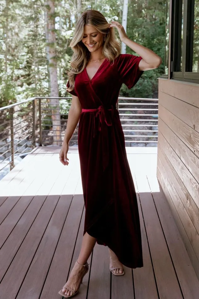 Women Nadine Velvet Midi Dress Merlot Baltic Born Midi Dresses