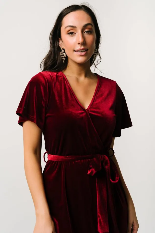 Women Nadine Velvet Midi Dress Merlot Baltic Born Midi Dresses