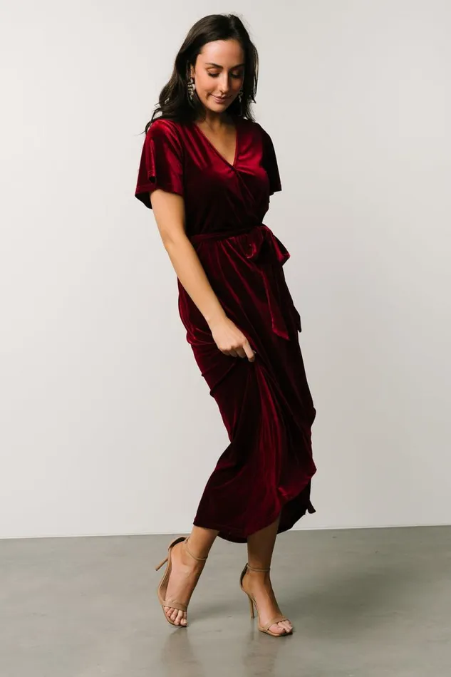 Women Nadine Velvet Midi Dress Merlot Baltic Born Midi Dresses