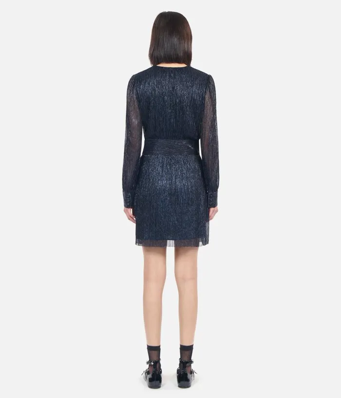 Women Navy Blue Metallic Jersey Short Dress THE KOOPLES Dresses and Jumpsuits Women Navy Blue Metallic Jersey Short Dress THE KOOPLES Dresses and Jumpsuits
