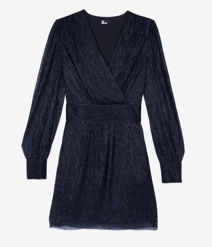 Women Navy Blue Metallic Jersey Short Dress THE KOOPLES Dresses and Jumpsuits Women Navy Blue Metallic Jersey Short Dress THE KOOPLES Dresses and Jumpsuits
