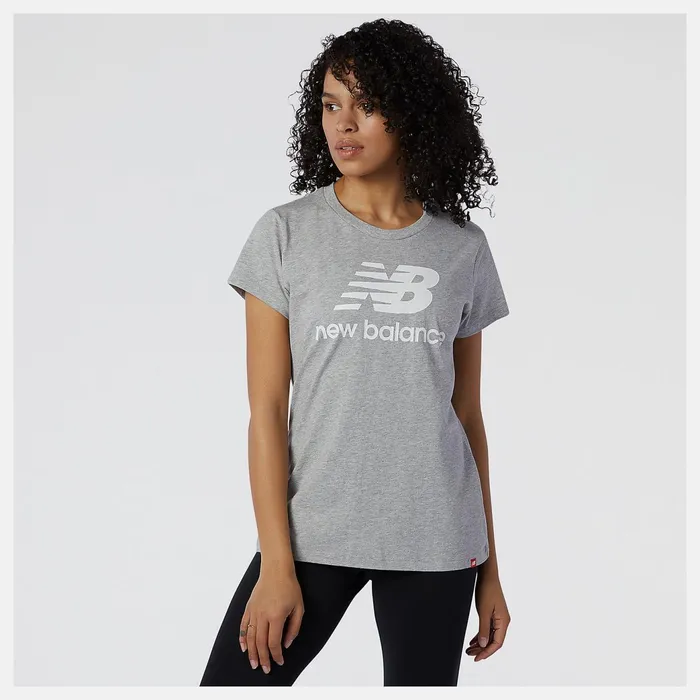 Women NB Essentials Stacked Logo Tee Athletic Grey New Balance Shirts