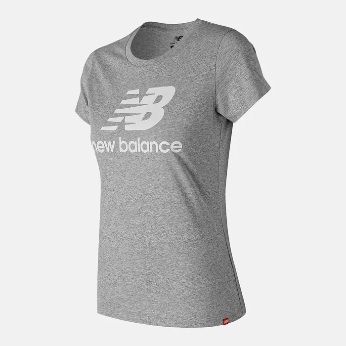 Women NB Essentials Stacked Logo Tee Athletic Grey New Balance Shirts