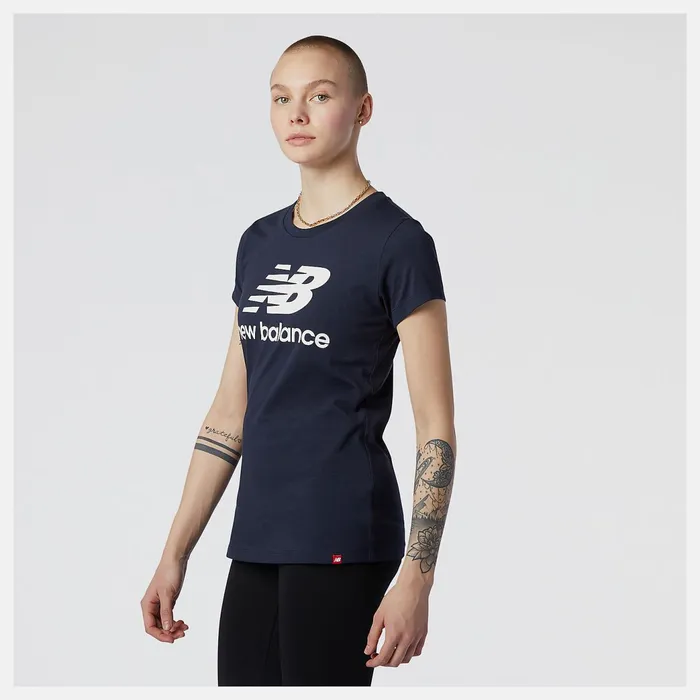 Women NB Essentials Stacked Logo Tee Eclipse New Balance Shirts Women NB Essentials Stacked Logo Tee Eclipse New Balance Shirts