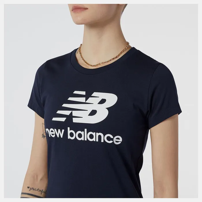 Women NB Essentials Stacked Logo Tee Eclipse New Balance Shirts Women NB Essentials Stacked Logo Tee Eclipse New Balance Shirts
