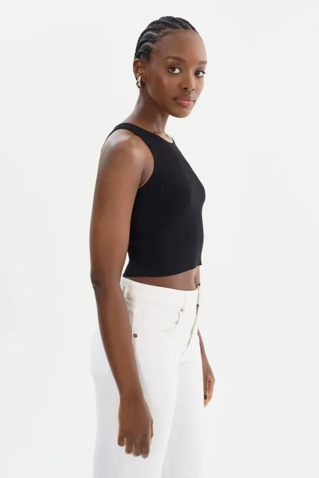 Women NEVINA Knit Tank Top Black LAMARQUE Tops