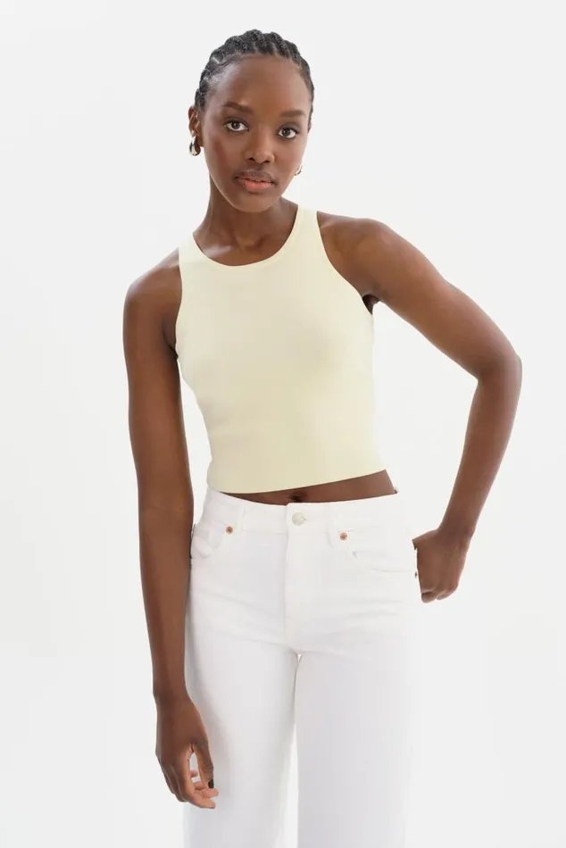 Women NEVINA Knit Tank Top Lemon Icing LAMARQUE Tops