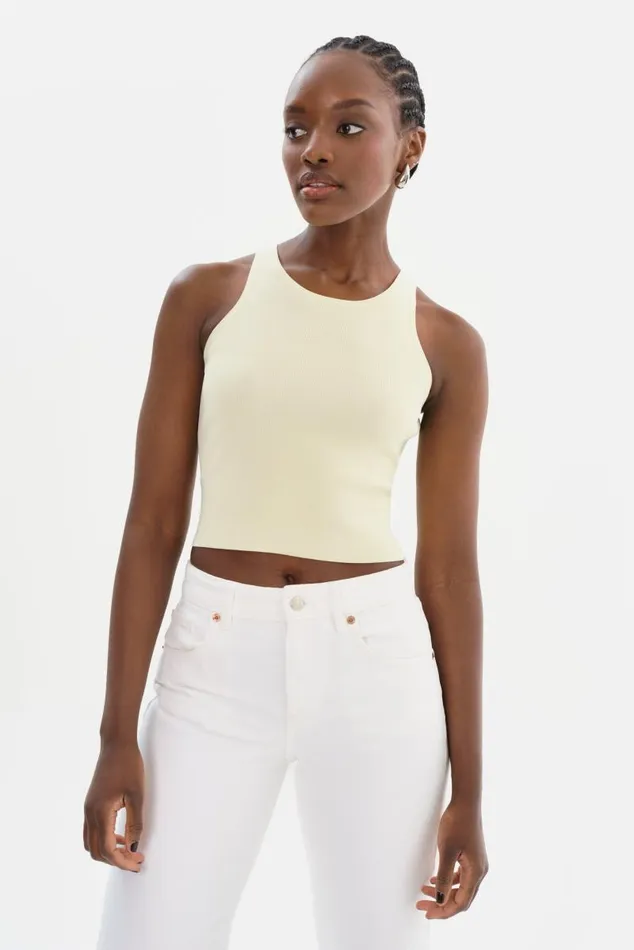 Women NEVINA Knit Tank Top Lemon Icing LAMARQUE Tops