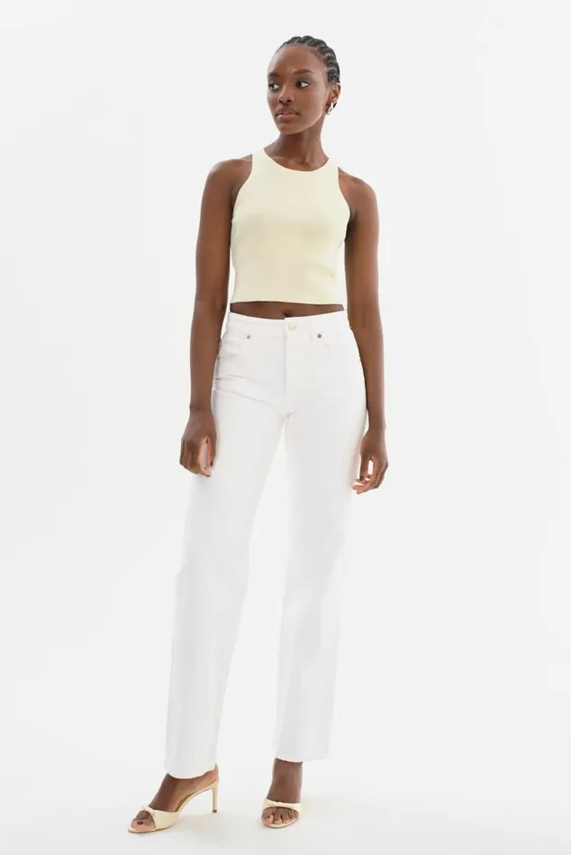 Women NEVINA Knit Tank Top Lemon Icing LAMARQUE Tops