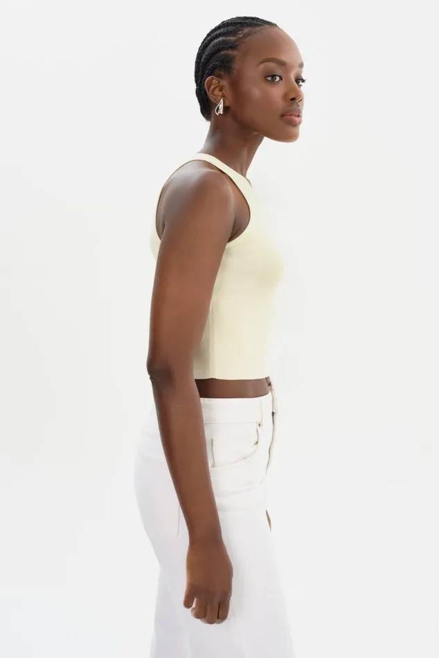 Women NEVINA Knit Tank Top Lemon Icing LAMARQUE Tops