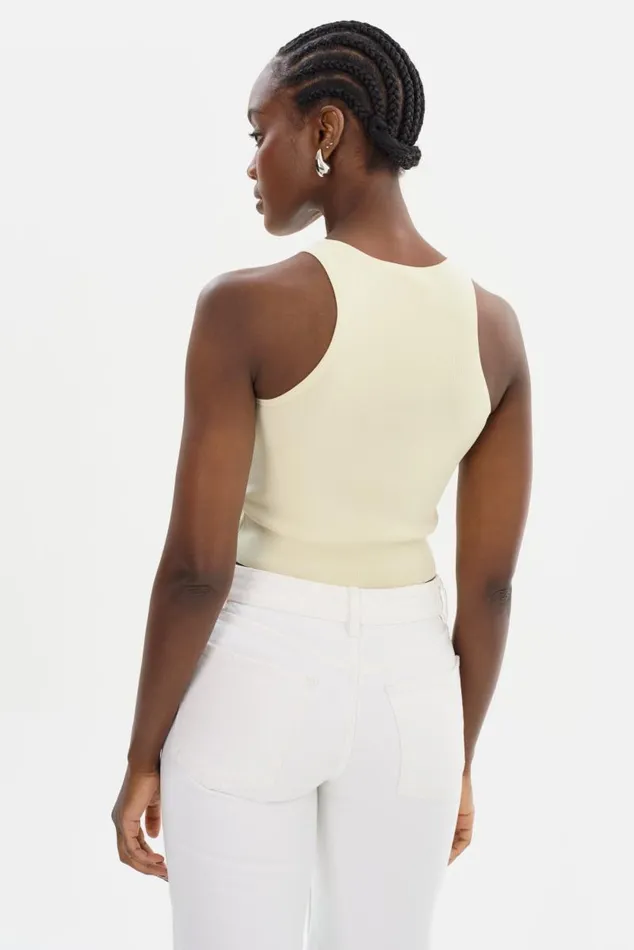 Women NEVINA Knit Tank Top Lemon Icing LAMARQUE Tops