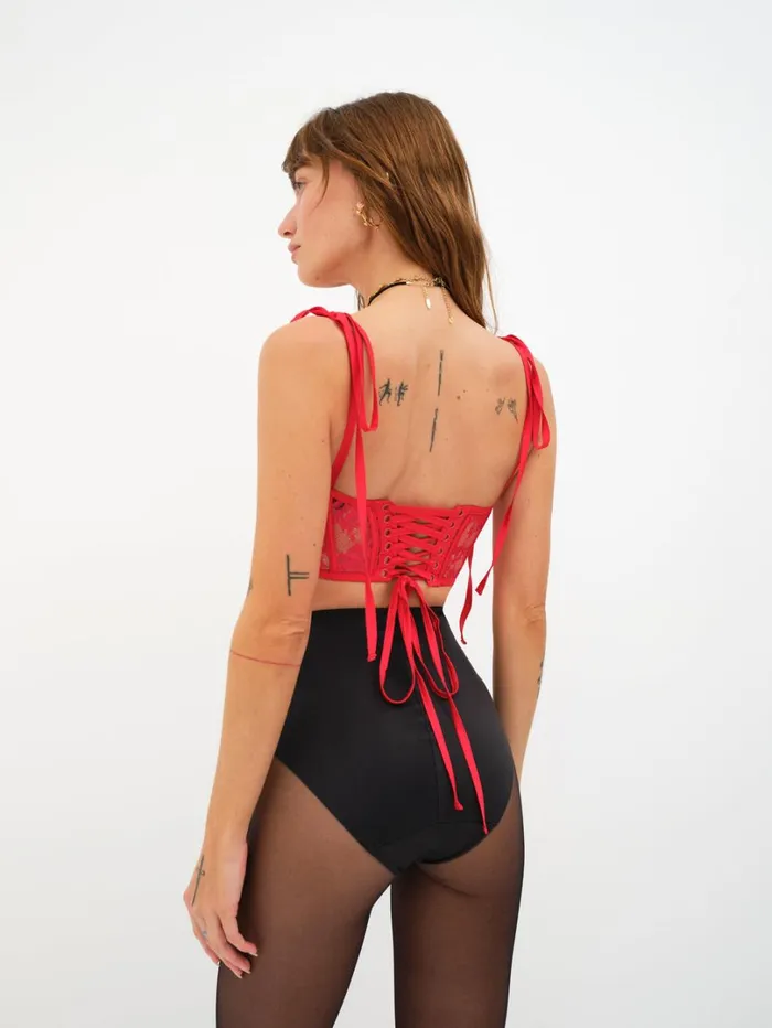 Women Niala Bustier Top Red For Love and Lemons Tops