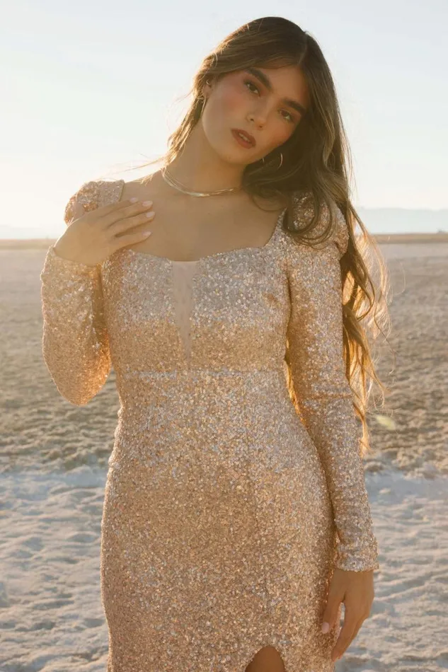 Women Nicolette Sequin Gown Champagne Baltic Born Embellished and Sequined Women Nicolette Sequin Gown Champagne Baltic Born Embellished and Sequined